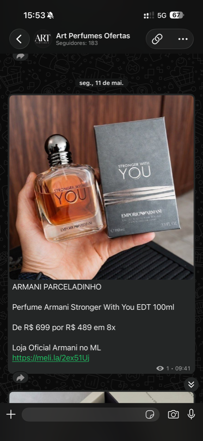Oferta real: Armani Stronger With You EDT 100ml de R$ 699 por R$ 489